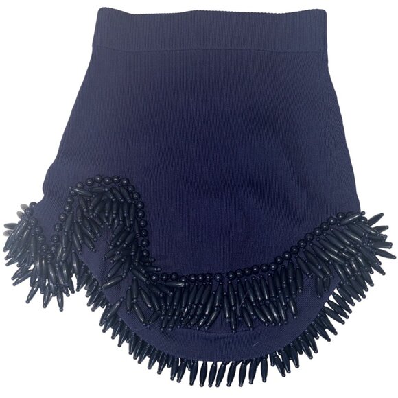 Cult Gaia Arvid Short Knit Skirt in Evening Blue X-Small New Womens Beaded Mini - Picture 9 of 16